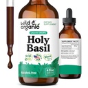 Wild & Organic Holy Basil Tincture - Relaxation & Calmness Support - Liquid Holy Basil Leaf Supplement - Tulsi Drops - Vegan, Sugar & Alcohol-Free Extract - 4 fl oz