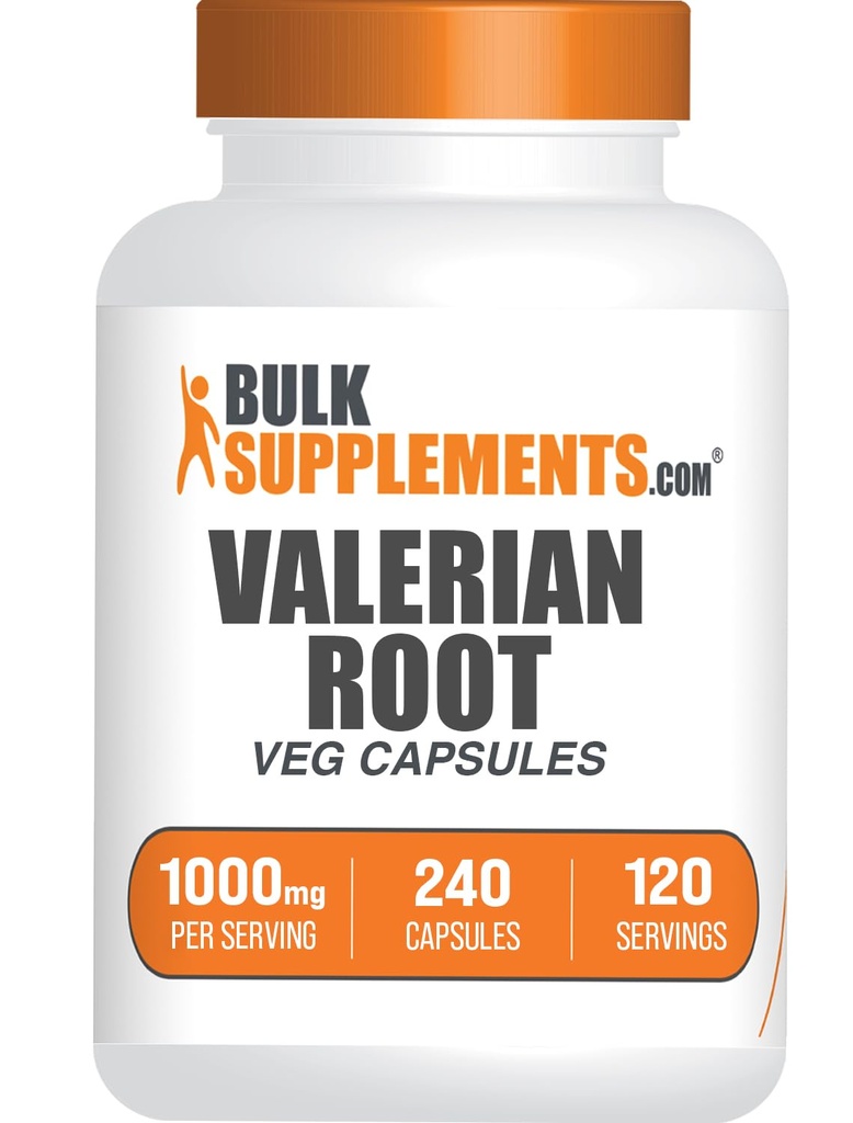 BulkSupplements.com Valerian Root Capsules - Valerian Root Extract, Valerian Root Supplement - Herbal Supplement, Gluten Free, 2 Capsules per Serving, 240 Capsules (Pack of 1)