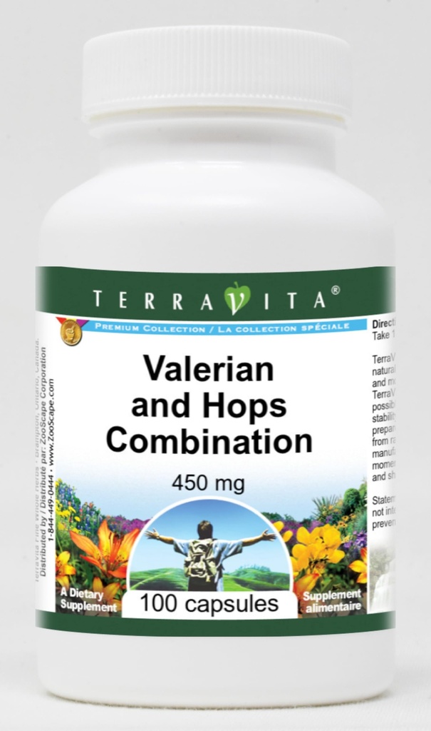 Valerian and Hops Combination - 450 mg (100 Capsules, ZIN: 513920)