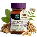 Bula Natural Kava Kava Capsules - Natural Relaxation Adaptogen Blend - Kava Extract - Ashwagandha & Valerian Root - Vegan, Non-GMO, Gluten-Free - Stress Relief & Mood Support (60 Kava Capsules)