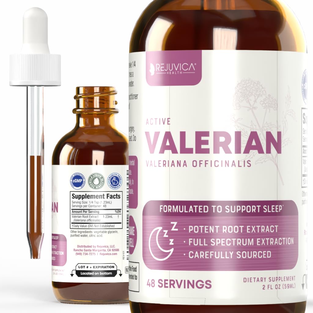 Rejuvica Health Active Valerian 2oz - Advanced Valerian Liquid Extract - Sleep Support Drops - Vegan Sugar Free Non GMO Tincture
