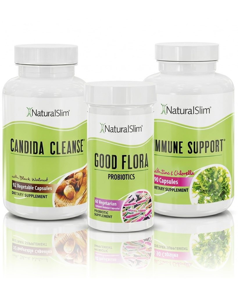 NaturalSlim Candispetic Kit -Advanced Candida Cleanse & Gut Health Support System - Promotes Metabolism, Energy, Healthy Body Composition & Flora Balance with Oregano Oil, Probiotics and Magnesium 1pk