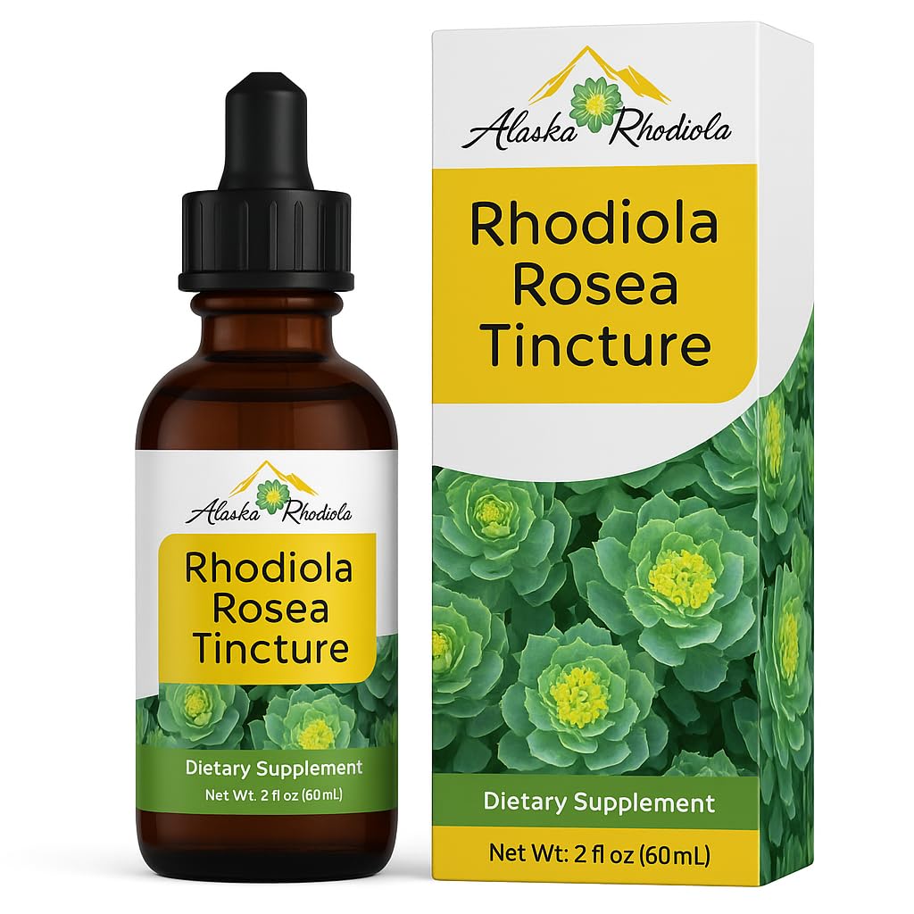 Alaskan Rhodiola Rosea Tincture – Natural Stress Support Rhodiola Supplement, Adaptogen for Energy & Mental Clarity, Liquid Extract for Anxiety & Focus – 2 oz