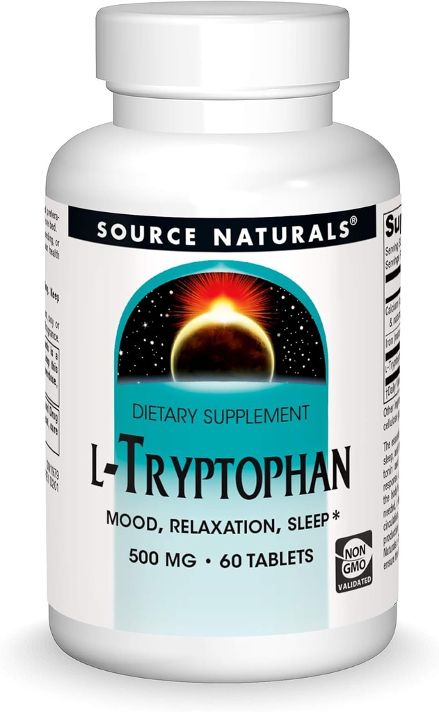 Sumber L- Tryptophan, untuk Mood, Relaxation, dan Tidur *, 500mg - 60 tablet