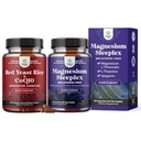Bundle of Red Yeast Rice with CoQ10 Supplement - Healthy Heart & Healthy Cholesterol Levels Formula and High Absorption Magnesium Sleep - Rest Support Magtein Magnesium L-Threonate Apigenin Theanine