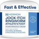 Hermon Jock Itch Cream: Ringworm Treatment for Humans, Athlete's Foot Cream -Fast and Effective Symptom Relief of Itching, Burning and Redness -100ml