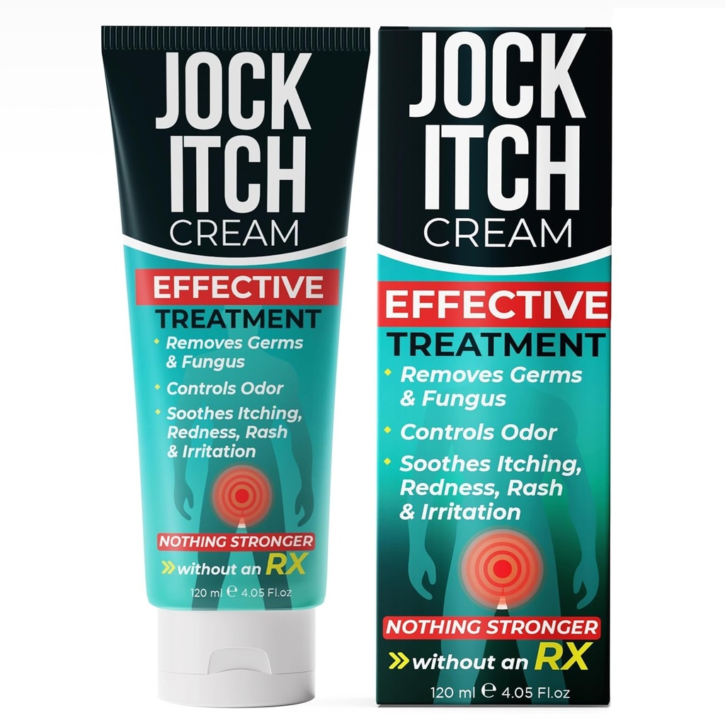 Jock Itch Cream | Extra Strength Antifungal Treatment for Groin & Inner Thighs | Relief for Itchy Skin, Jock Itch, Ringworm, Athlete’s Foot & Nail Fungus | Controls Odor & Removes Fungus | 120ml