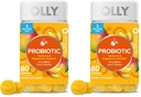 OLLY Probiotic Gummy,1 Billion CFUs,Immune and Digestive Support,Chewable Probiotic Supplement,Mango,80 Count (Pack of 2)