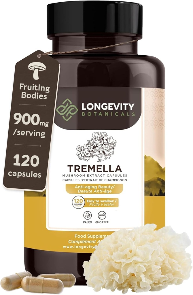 Organic Tremella Mushroom Capsules Supplement (120) 