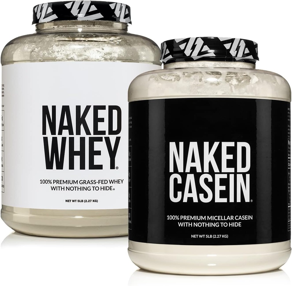 Pacote de proteína alimentado por grama NAKED: 5LB sem sabor Whey e 5LB Caseína sem sabor