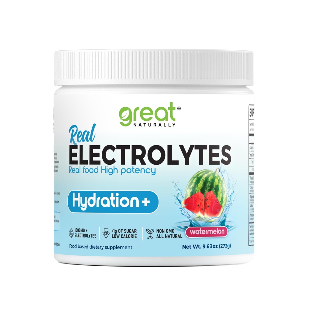 Electrolytes Powder Hydration | Real Food High potency | Watermelon 30 Servings | High potency Electrolyte powder | Hydration drink mix | Electrolyte Supplement with Potassium Magnesium Calcium