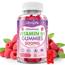 Vitamin B1 Gummies 500mg for Adults & Kids – High Potency Thiamine B1 Supplement for Energy & Nervous System Support, Sugar-Free, Raspberry Flavor, 60 Count