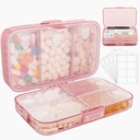 FYY Weekly Pill Organizer с етикети,8 Compartments Travel Daily Pill Case Въздушно влагозащитена голяма Pill кутия за задържане на витамини, рибено масло, добавки, Cotton Swab и Bandages-Pink