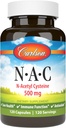 Carlson - NAC, N-Acetyl Cysteine, 500mg, Здоров'я печінки, імунітет, Антиоксидант, 120 Вегетаріанські капсули