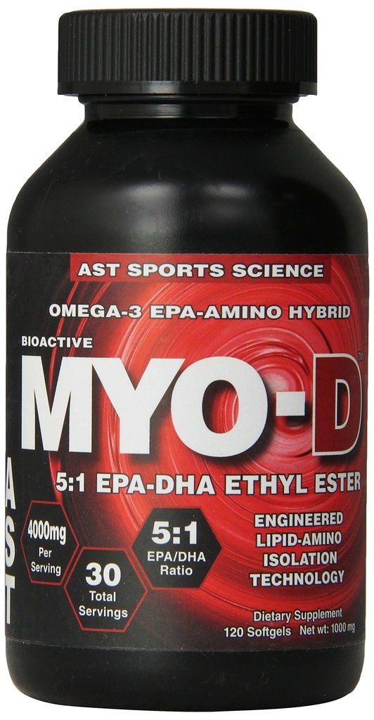 AST Sports Science Bioactive Omega-3 EPA Amino Hybrid, Myo-D , 120 softgels