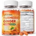 Liposomal Turmeric Ginger Curcumin Complex Supplement Pills, 2000mg Organic Turmeric Root with Black Pepper, Lutein and Zeaxanthin Supplements Liquid Softgels, 95% Curcuminoids, Non-GMO, 240ct