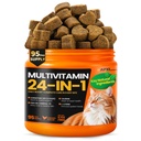 24 in 1 Taurine for Cats Vitamins Treats with Coenzyme Q10 & L-Lysine for Immune, Joint Support, Coat, Heart Health - Cat Multivitamin Supplement with Omega 3 for Cats - 95 Days Supply