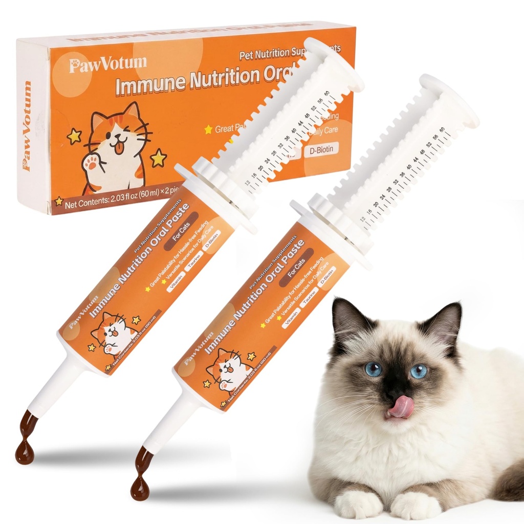 Cat Multivitamin Supplement, Cat Immune Support Supplement, Supports Immune System and Eye Health, Promotes Healthy Skin and Coat, Contains Multiple Vitamins and Taurine, 2 Pack