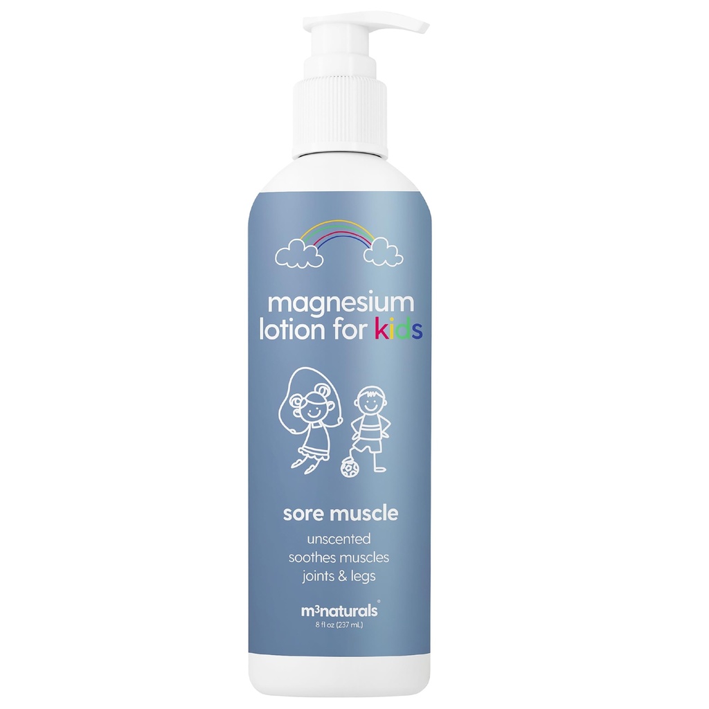 Sore Muscle Magnesium Lotion for Kids & Magnesium Lotion for Babies with Arnica Oil | Soothes Tired Legs, Supports Restful Sleep, Moisturizes Sensitive Skin, 8 fl oz (237 mL) by M3