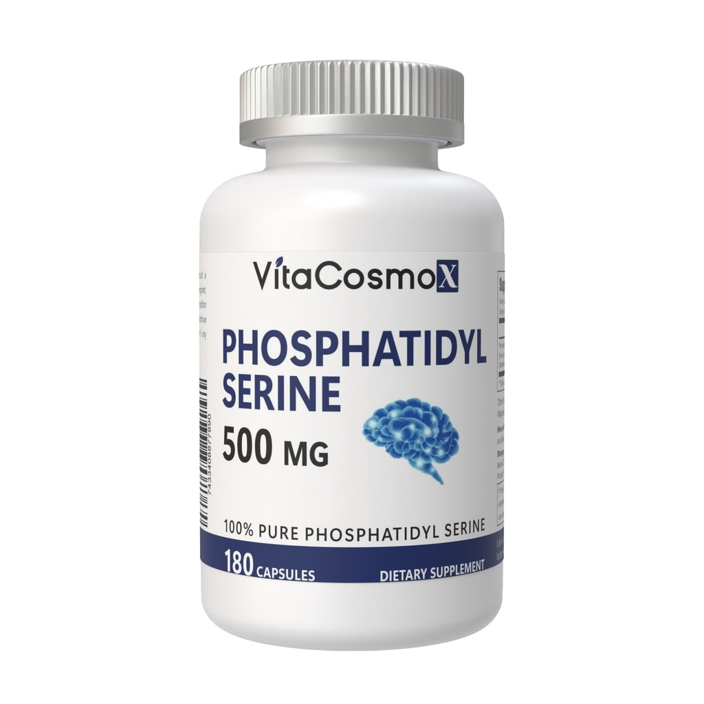 Phosphatidylserine, 500mg, 180 Veggie Capsules - 90 Servings, Gluten Free, Non-GMO, and Vegetarian Friendly