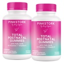 Pink Stork Total Postnatal Vitamin Gummies - Multivitamin for Postpartum Recovery and Lactation Support - Folic Acid, B6, & Vitamin C - Postpartum Essentials - 120 Gummy Vitamins