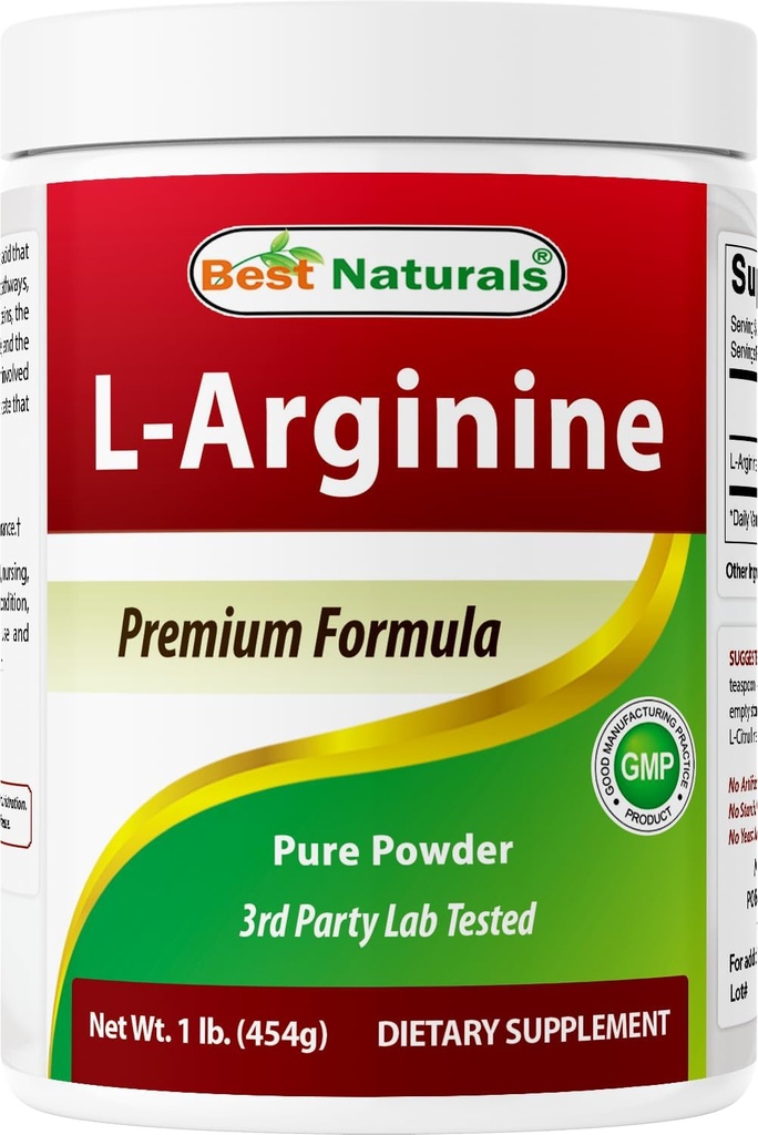 Best Naturals L-Arginine Powder 1 英镑 - 纯药级免费表格 - 女性和男性最佳氨基酸Arginine补充剂 - 促进流通和支持心血管健康