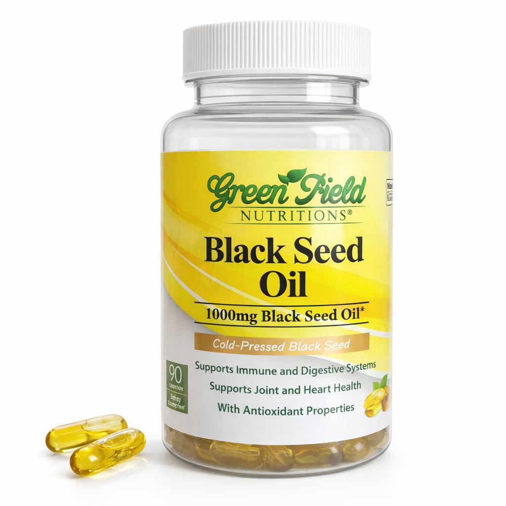 Greenfield Nutritions - Halal Black Seed Oil (Nigella Sativa), Support Immune System, Digestive System, and Joints Health, 90 Liquid Veggies Capsules