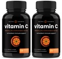 NutraChamps (2 Pack) Vitamin C with Elderberry, Citrus Bioflavonoids & Rose Hips - 120 Capsules Vegan, Non-GMO Antioxidant Supplement for Immune Health & Collagen Production Powder Pills