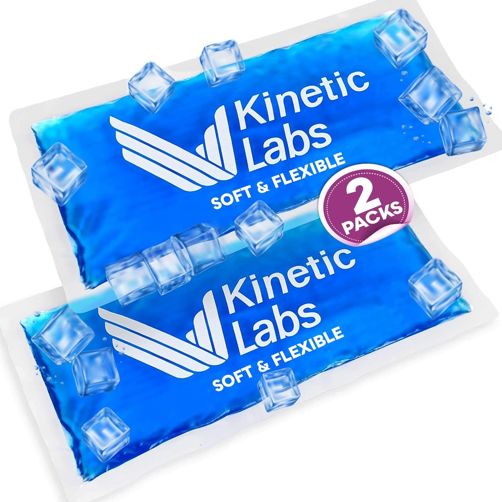 Ice Packs for Injuries Reusable (2 Pack) – Flexible Gel Ice Pack for Knee, Shoulder, Back – Soft Hot & Cold Therapy – Kinetic Labs