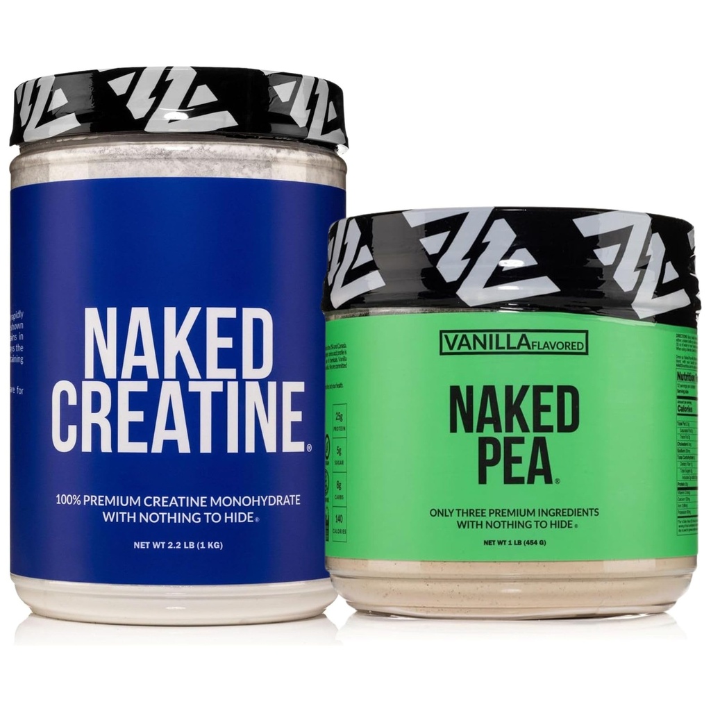 NAKED Vanilla Pea Protein Isolate 1LB Pure Micronized Creatine Monohydrate 1,000g (200 Servings) – Vegan; Bulk; Non-GMO; Gluten Free; Soy Free