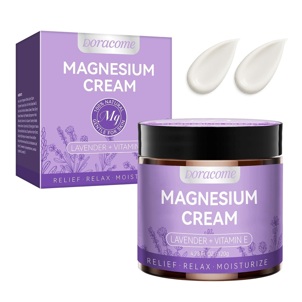 Magnesium Cream for Sleep & Relaxation – Nighttime Magnesium Lotion to Help Calm Muscles, Soothe Legs & Feet, Non-Greasy Body Cream