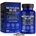 Methylene Blue Capsules 60p,Methane Blue for Humans, with Added Vitamin C Ester for Enhanced Absorption, Brain Supplement, Brain Fuel, Memory, Focus, Clarity, Cognitive, Energy