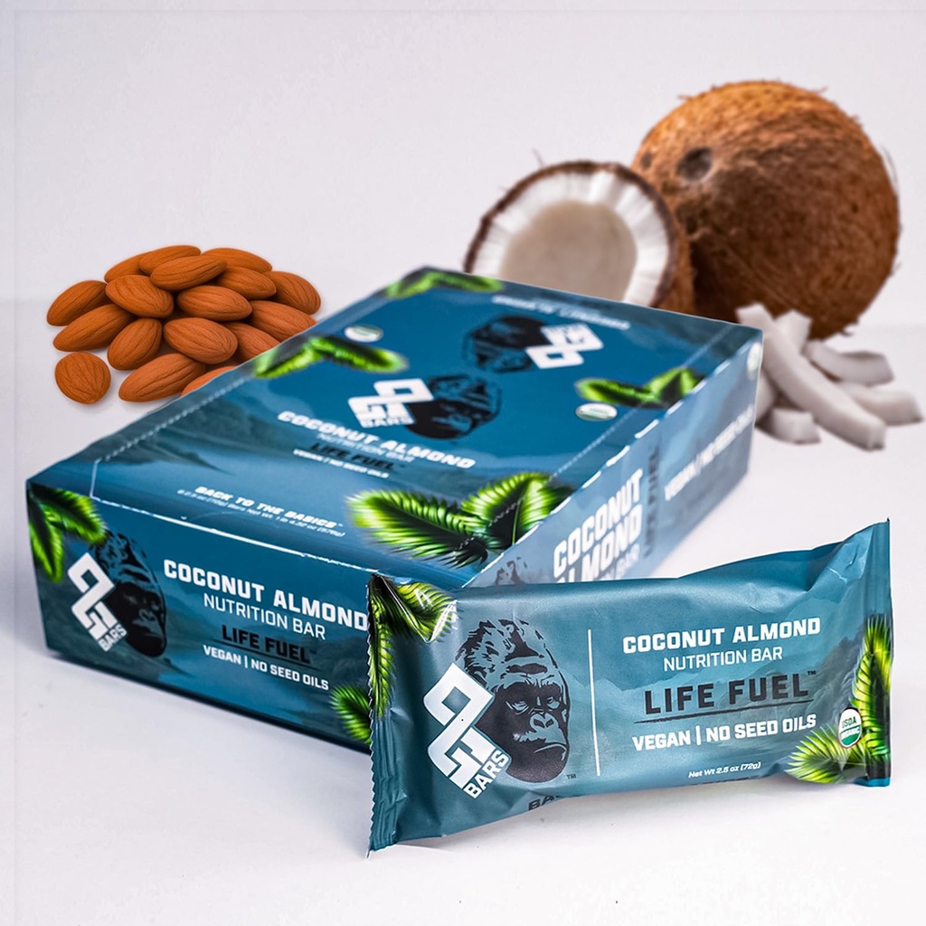 OG Bars | Organic Plant Protein Bar (COCONUT ALMOND, 8 Count) | No Seed Oils, Soy Free, Stevia Free, No Sugar Alcohols – 15g Complete Protein, USDA Organic, Vegan, Gluten Free