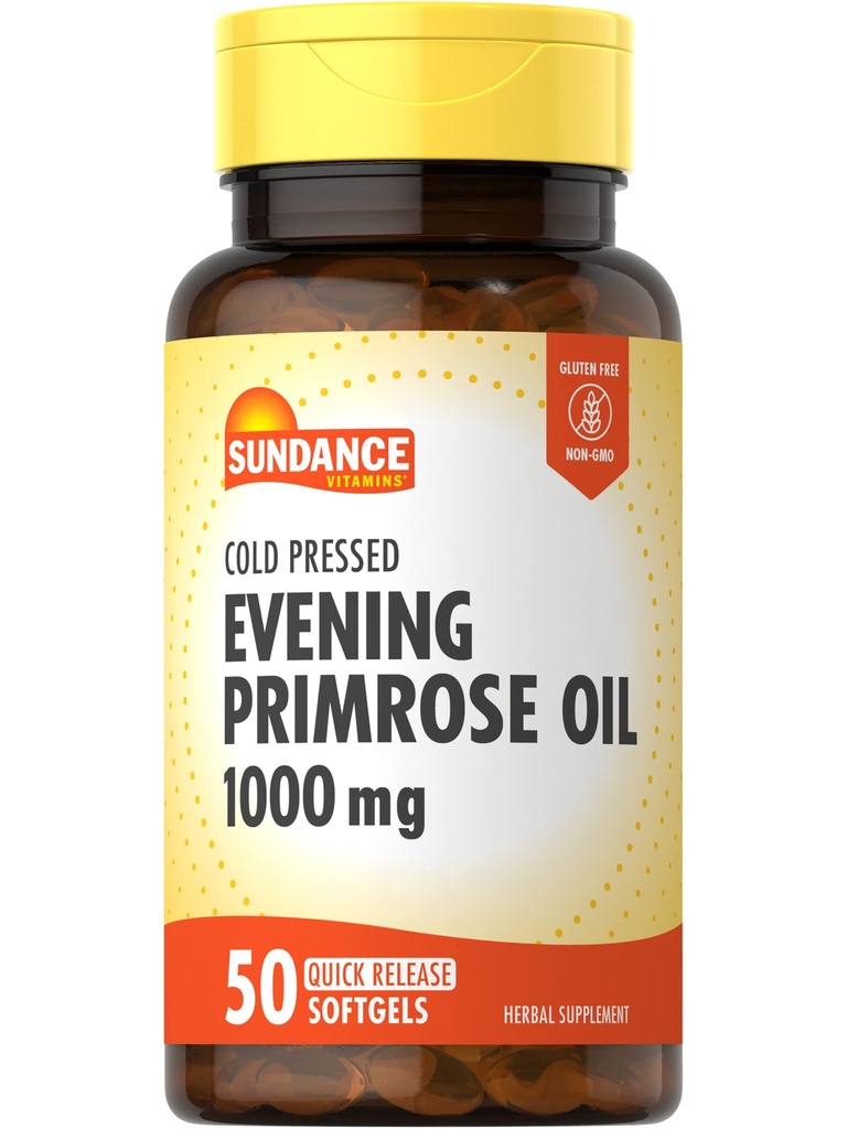 Sundance Evening Primrose Oil 1000mg for Women | Cold Pressed Formula | Non-GMO & Gluten Free Supplement