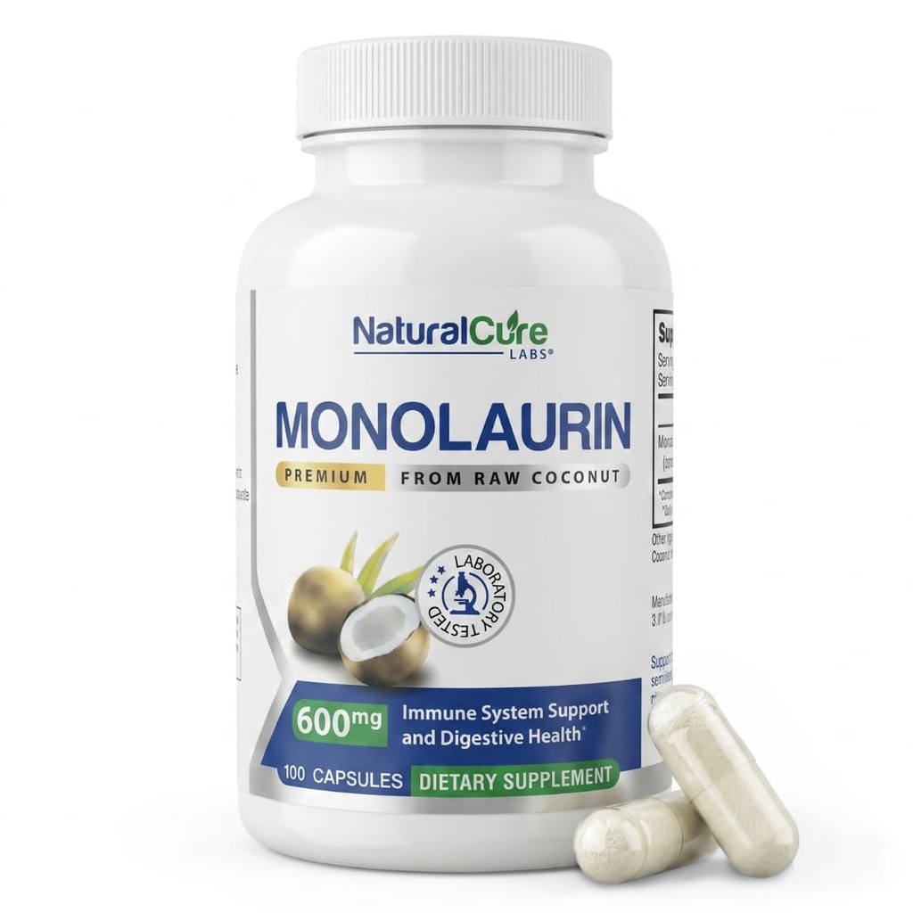 Natural Cure Labs Premium Monolaurin – 600mg, 100 Capsules