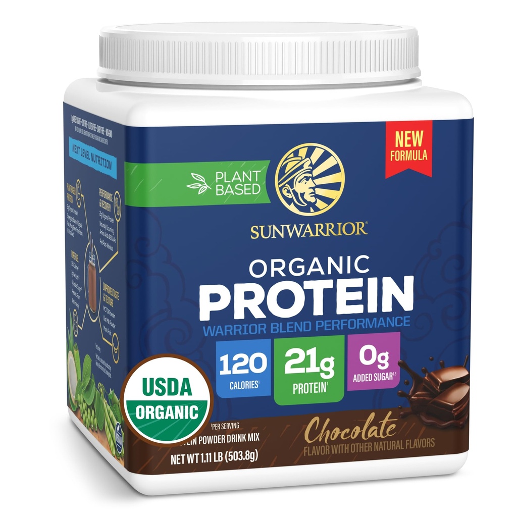 Sunwarrior Organic Chocolate Warrior Blend Performance Protein, 17.76 OZ