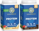 Sunwarrior Chocolate & Vanilla Organic Plant Based Protein Powder Set | Bundle & Save | Vegan Organic Protein Powder | Non-GMO Soy Dairy Filler & Gluten Free (30 Servings Each)