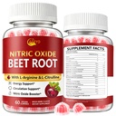 ACEYO Beet Root Gummies, 15-in-1 Nitric Oxide Booster for Men & Women, 60ct | Beetroot, L-Arginine & L-Citrulline, Supports Muscle & Circulation, Sugar Free, Vegan, Mixed Berry Flavor