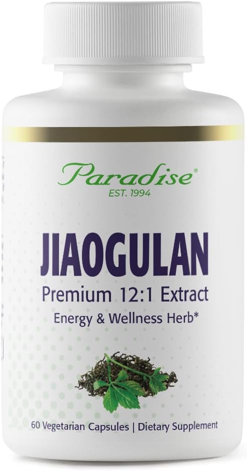 Paradise Herbs Jiaogulan, Vital Energy Adaptogen, Active Whole Spectrum, Super Potent, Ultra Pure, Wegan, Non-GMO, Gluten Free 60 Kapsułki wegetariańskie