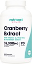 Extracto de Cranberry Nutricost para mulleres (35.000mg Equivalent),180 Cápsulas - con vitamina C, Uva Ursi e extracto de raíz Dandelion - Non-GMO e suplementos de saúde libres de glute