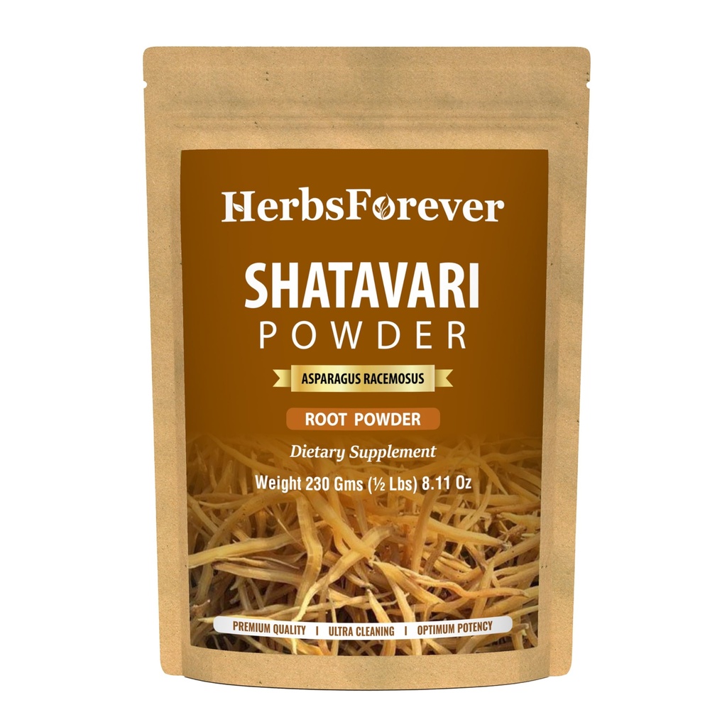 HerbsForever Shatavari Powder Asparagus Racemosus Lactation Support Herb Non GMO, Vegan 230 GMS