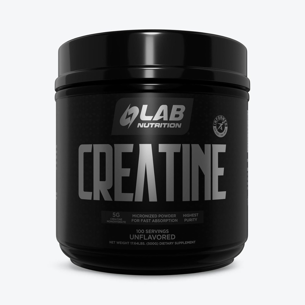 Lab Nutrition Creatine Monohydrate Micronized Powder 500G, 5000mg Per Serv (5g) Keto Friendly, Micronized Creatine Monohydrate, 100 Servings, 17.64 Ounces, Unflavored