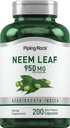 Piping Rock Neem Leaf Capsules | 950mg | 200 Toz Pills | Herb Ekstraktı | Azadirachta Indica | Gluten Pulsuz