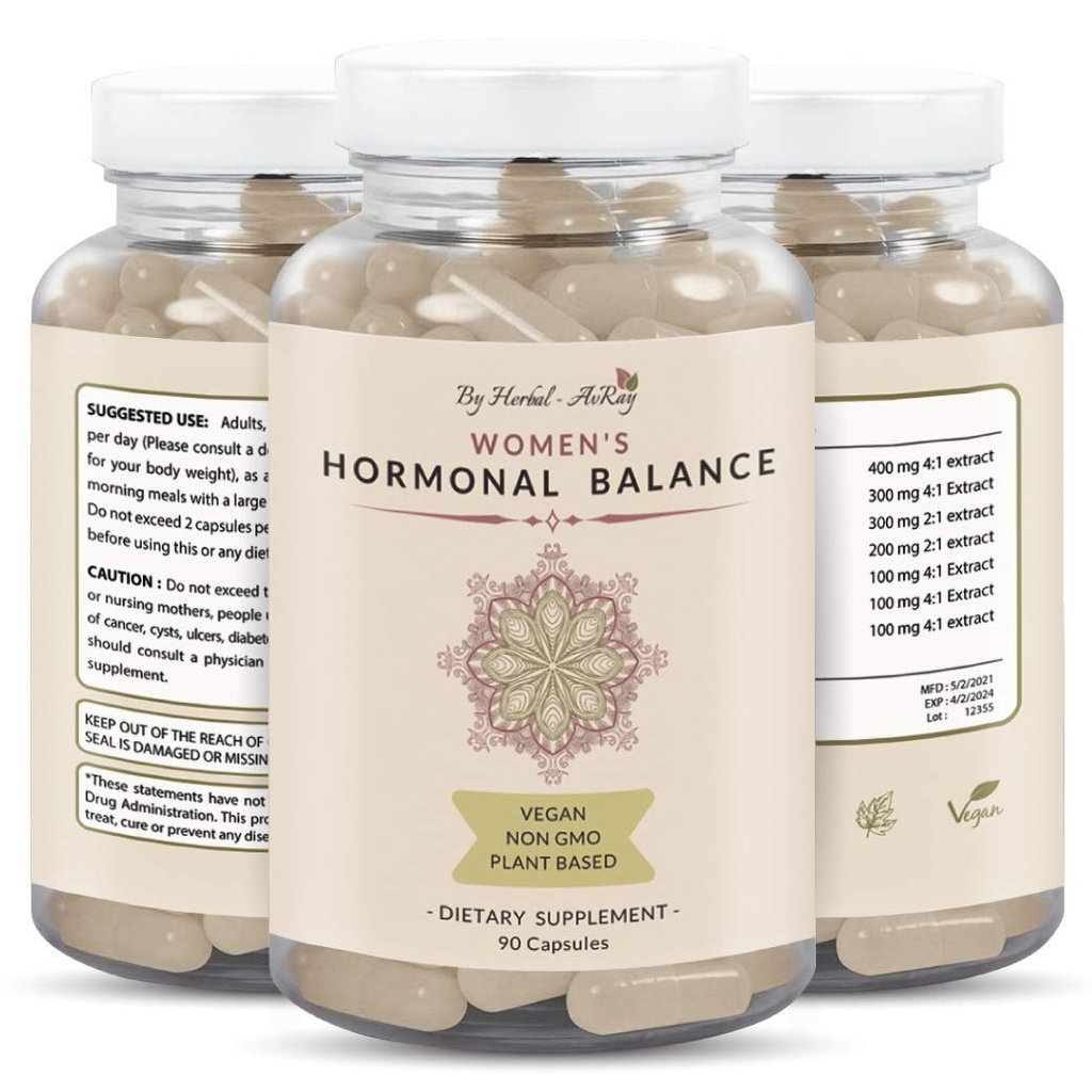 Hormone Balance for Women – Natural Female Energy & Mood Pills – Hot Flashes Menopause Relief Supplement with Vitex Chasteberry, Dong Quai, Maca Root Powder, Ginseng – 90 Veggie Capsules