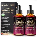 Vitamin B Complex Liquid Drops - B12 Methylcobalamin, B6, B1, Niacin & Folate, Biotin, Vitamin C, Choline, Inositol, CoQ10 & Taurine - Methylated Sublingual for Energy & Focus - Vegan, Organic