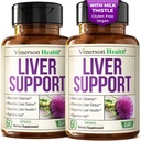 Liver Cleanse Detox & Repair – Liver Support Supplement with Milk Thistle Extract, Dandelion Root, Artichoke & Zinc – Gentle Liver Health, Digestion & Energy for Women & Men – Non-GMO 60 Caps, 2 Pack