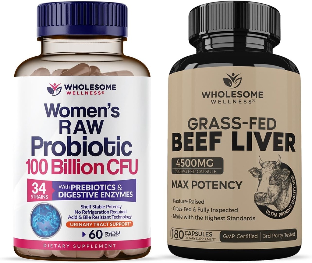 Probióticos de bienestar integral para las mujeres 100 millones de UF con prebióticos, enzimas digestivas + hierba de carne deshidratada capsules de carne