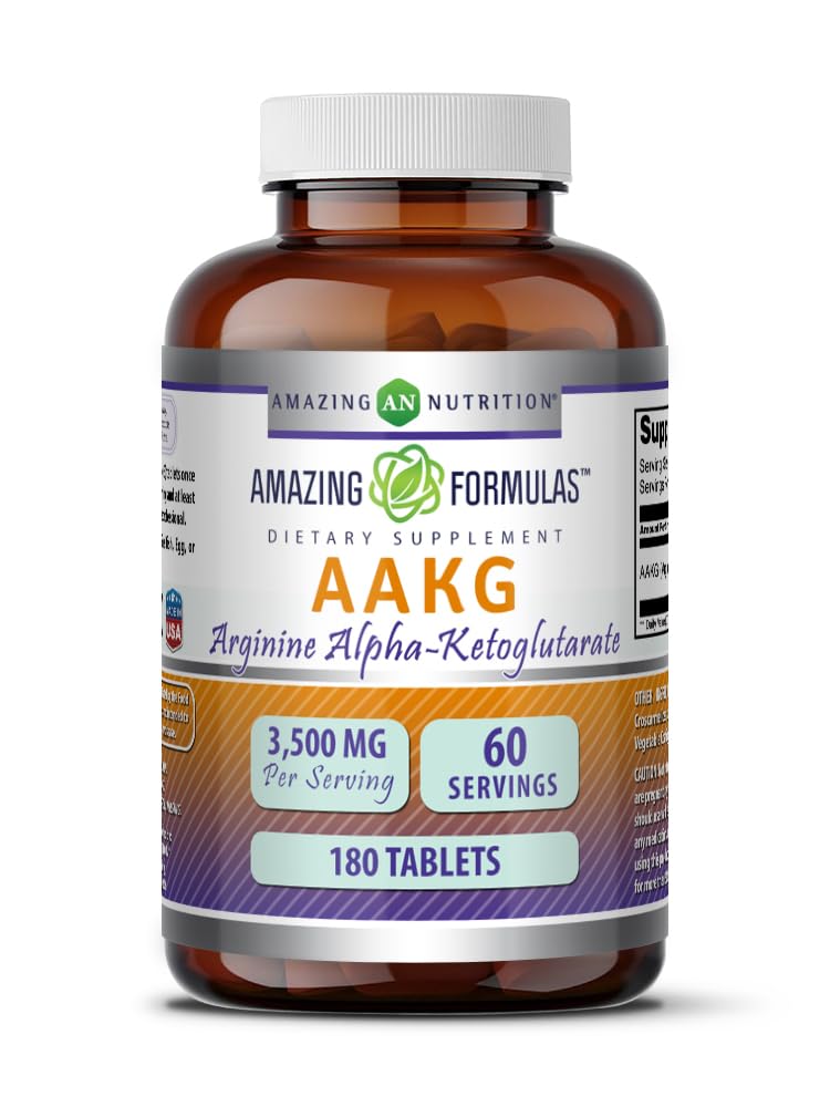 Amazing Formulas AAKG (Arginine Alpha-Ketoglutarate) 3500 Mg | Tablets Supplement | Non-GMO | Gluten-Free | Made in USA (1 Pack | 180 Count)