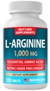 L-Arginine 1,000 mg - Essential Amino Acid & Nitric Oxide Precursor* - 120 Tablets, Non-GMO, Gluten Free, Made in USA