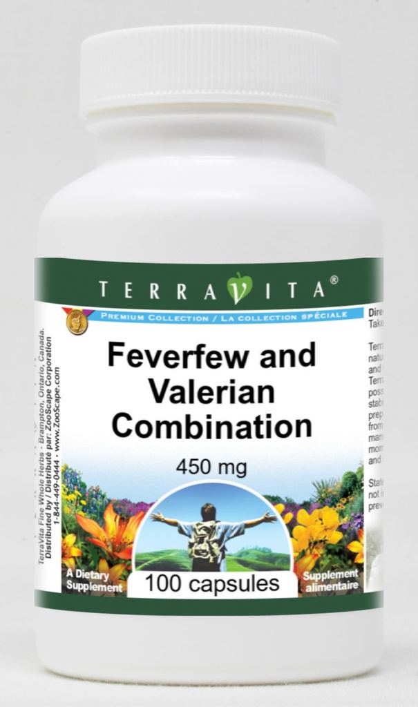 Feverfew and Valerian Combination - 450 mg (100 Capsules, ZIN: 516992)